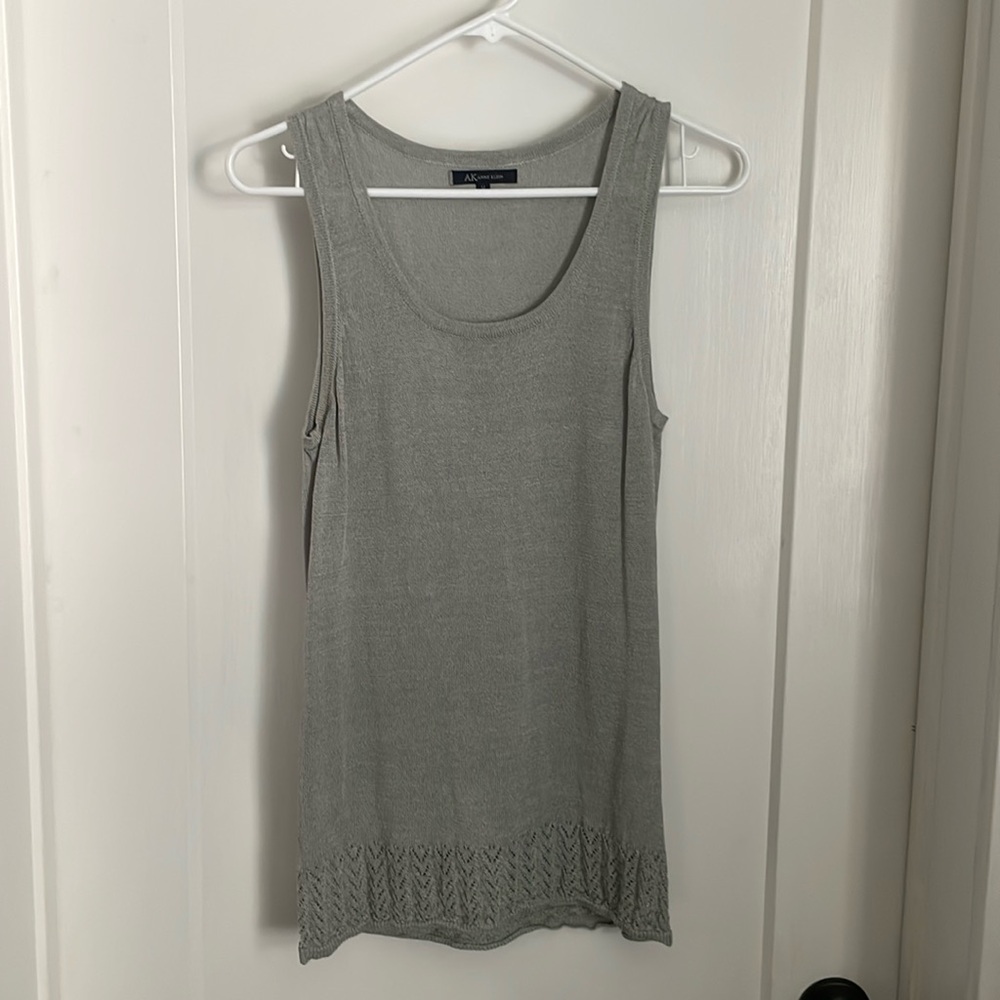 Gray semi-sheer tank top